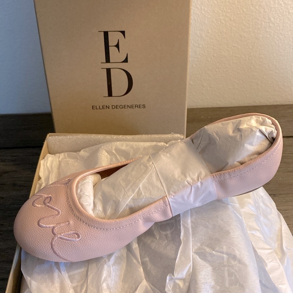 NIB [Ellen Degeneres] EG: 'Love' Langlee Ballet Flats Peony Pink Multiple Sizes! - Picture 3 of 9
